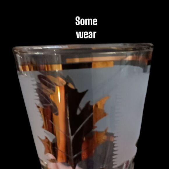 Libbey Golden Foliage Cordial Glasses Frosted Stemmed Gold Oak Leaf MCM Mad Men. - Picture 4 of 16